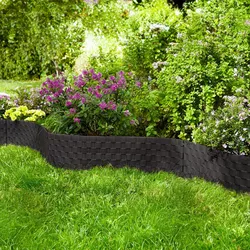 Zahradní obrubník ratan, černý, 360 cm
